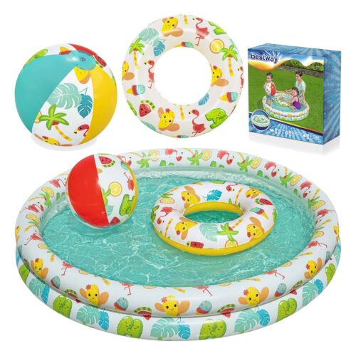3in1 vaikų baseinas 122 x 20 cm + RATAS + KAMUOLYS Bestway 51124